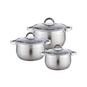 Набор посуды WEBBER BE-616/6 6 пр. 2,1л, 2,9л, 3,9л со стеклянными крышка