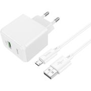 HOCO (6942007603713) CS12Am White СЗУ 1USB 3.0A QC3.0 18W быстрая зарядка