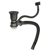 FABIA PROFI 8734 Сифон для мойки большая горловина с переливом ГРАФИТ, с отводом под сливной шланг и со съёмной корзинкой для мусора