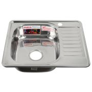 FABIA 58486L Мойка врезная, левая 580х480 мм, толщина 0,6 мм глубина 160мм + большой сифон с переливом