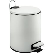 САНАКС 10502 Ведро круглое, 5л, с микролифтом, из нержавеющей стали, с педалью, с плоской крышкой, цвет БЕЛЫЙ