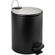 САНАКС 10501 Ведро круглое, 5л, с микролифтом, из нержавеющей стали, с педалью, с плоской крышкой, цвет ЧЕРНЫЙ
