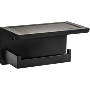 BRIMIX 79920 Держатель туалетной бумаги из нержавеющей стали, антивандальный, с полочкой, квадратный профиль, цвет ЧЕРНЫЙ.