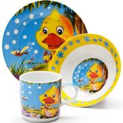 Детский набор посуды LORAINE 24023 голубой, желтый,белый,красный