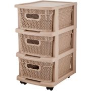 KEEPLEX KL379522005 Ajur с корзинами на колесиках трехсекционный компакт 37х30х52см бежевый топаз