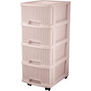 KEEPLEX KL379422005 Ajur с ящиками на колесиках четырехсекционный компакт 37х30х69см бежевый топаз