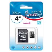 Карта памяти SMARTBUY (SB4GBSDCL10-01) MicroSDHC 4GB Class10 + адаптер