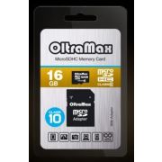 Карта памяти OLTRAMAX MicroSDHC 16GB Class10+адаптер SD
