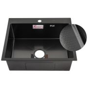 FABIA PROFI 605033G Мойка врезная 60х50 см, ГРАФИТ, ДИЗАЙН толщина 3,0 х 1 мм, глубина 220 мм + большой сифон с переливом + корзина +коврик