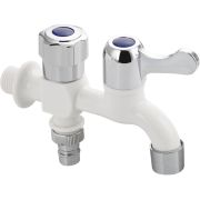 BRIMIX 5893 Кран водоразборный 1/2 из пластика АБС с двойным выходом, ручка флажок