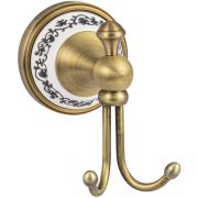 BRIMIX 94114 Крючок двойной на основании, цвет БРОНЗА, с керамической вставкой с орнаментом