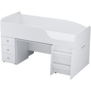 POLINI Кровать-чердак детская Polini kids Simple 4500 с рабочей зоной, белый (5кор)
