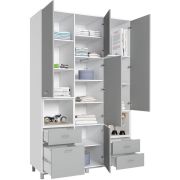 POLINI Шкаф трехсекционный kids Mirum 2330 белый-серый (4 кор.)