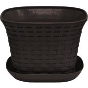 Кашпо квадратное VIOLET «Ротанг» 3,4 л с поддоном (венге) 363405