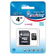 Карта памяти SMARTBUY (SB4GBSDCL4-01) MicroSDHC 4GB Class4 + адаптер