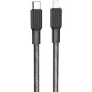 HOCO (6931474760180) X69ia USB 2.4A PD 20W для Lightning 8-pin Type-C , нейлон 1м- черны/белый