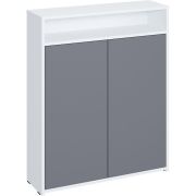 МЕБЕЛЬ-КОМПЛЕКС ЛАЙТ Тумба для обуви 2-х дверная с полками Белый / Серый шифер (1 кор.)