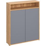 МЕБЕЛЬ-КОМПЛЕКС ЛАЙТ Тумба для обуви 2-х дверная с полками Дуб золотой крафт / Серый шифер (1 кор.)