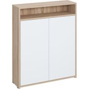 МЕБЕЛЬ-КОМПЛЕКС ЛАЙТ Тумба для обуви 2-х дверная с полками Дуб Сонома / Белый (1 кор.)