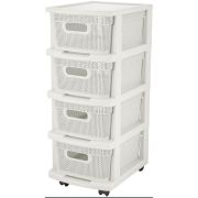 KEEPLEX KL379622048 Ajur с корзинами на колесиках четырехсекционный компакт 37х30х69см белое облако