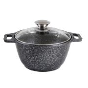 Кастрюля КУКМОР 4,0 л со стеклянной крышкой, АП (темный мрамор) кмт42а