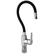 MAGNUS 9265 Смеситель кухонный ХРОМ, гибкий гусак ЧЁРНЫЙ, из нерж. стали марка 304