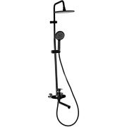 BRIMIX 30557 Смеситель + стойка душевая ''тропический душ'' с двумя лейками, с длинным изливом, корпус матовый АБС пластик, цвет ЧЕРНЫЙ