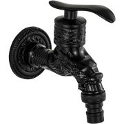 САНАКС 92553 Кран водоразборный 1/2'', 10 см от стены, металлокерамика, со штуцером, цвет ЧЕРНЫЙ