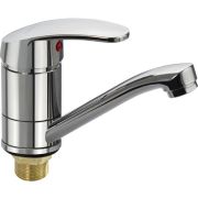 САНАКС 13070 Смеситель для кухни и раковины, шаровый, поворотный корпус, излив 15 см, цвет ХРОМ