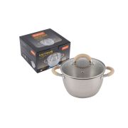 Кастрюля MALLONY Fortuna, объем 2,5 л, из нерж стали с кр, мат/корпус, ручки с силиконом   (007218)