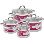 POMIDORO POMI D'ORO P-640362 Fiore red Набор кастрюль 18см, 20см, 24см и соусник 16см с крышками