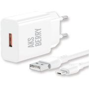 AKSBERRY (6972969383071) T42 QC3.0 + кабель MicroUSB, белый