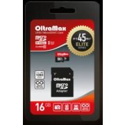 Карта памяти OLTRAMAX MicroSDHC 16GB Class 10 UHS-1 Elite + адаптером SD 45 MB/s