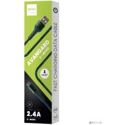 PERFEO (U4023) AVANGARD USB A вилка - Micro USB вилка, 2.4A, зеленый, длина 1 м