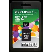 Карта памяти EXPLOYD MicroSDHC 4GB Class4 + адаптер SD [EX004GCSDHC4-AD]