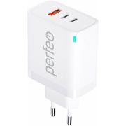 СЗУ PERFEO (I4655) USB-A+2xTYPE-C, GaN, 65W, белый