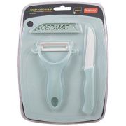 MALLONY Набор кухонный CERAMIC (3 предмета): нож, овощечистка, разделочная доска (008661)