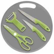 MALLONY Набор кухонный CLASSICO (5 предметов): нож 2шт., ножницы, овощечистка, разделочная доска (008668)