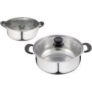 БЕЗ ТМ Кастрюля Promo, объем 2,2 л, из нержавеющей стали с крышкой из жаропрочного стекла (104614)