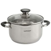 WEBBER BE-373/2 Кастрюля из нерж стали со стеклянной крышкой (d=20; 3,6 л) (4)