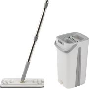 РЫЖИЙ КОТ Швабра для пола Helper с насадкой из микрофибры и ведром с механизмом отжима (109965)