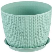Кашпо ВЯЗАНИЕ D155мм с подставкой 1,9л Фисташковый М 3120