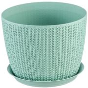 Кашпо ВЯЗАНИЕ D180мм с подставкой 2,8л Фисташковый М 3121