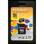 EXPLOYD MicroSDHC 4GB Class10 + адаптер SD [EX004GCSDHC10-AD]