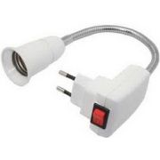 ECOLA APF7SWEAY Переходник вилка-патрон E27 гибкий 300мм c выключателем Белый