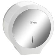 GFMARK 918 Диспенсер для туалетной бумаги-барабан ПРЕМИУМ, пластиковый, БЕЛЫЙ с ЗЕРКАЛОМ, с ключем