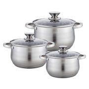 Набор посуды WEBBER BE-614/6 6 пр. 2,1л, 2,9л, 3,9л со стеклянными крышка