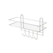 РЫЖИЙ КОТ Полка настенная Lecco Plus 33*12,5*21 см 4 крючка хром (310865)