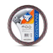 NOVA BRIGHT (M) экокожа, черная с прострочкой красными ромбиками 47366