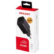 REXANT (16-0283) Сетевое зарядное устройство REXANT 2 x USB, 5V, 2.4 A, черное